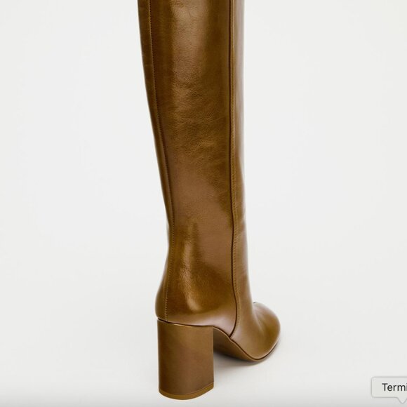 ZARA Heeled Leather Knee-High Boots – New w/ Tags – Size EU 38 / US 7.5 🤎 - Picture 14 of 14